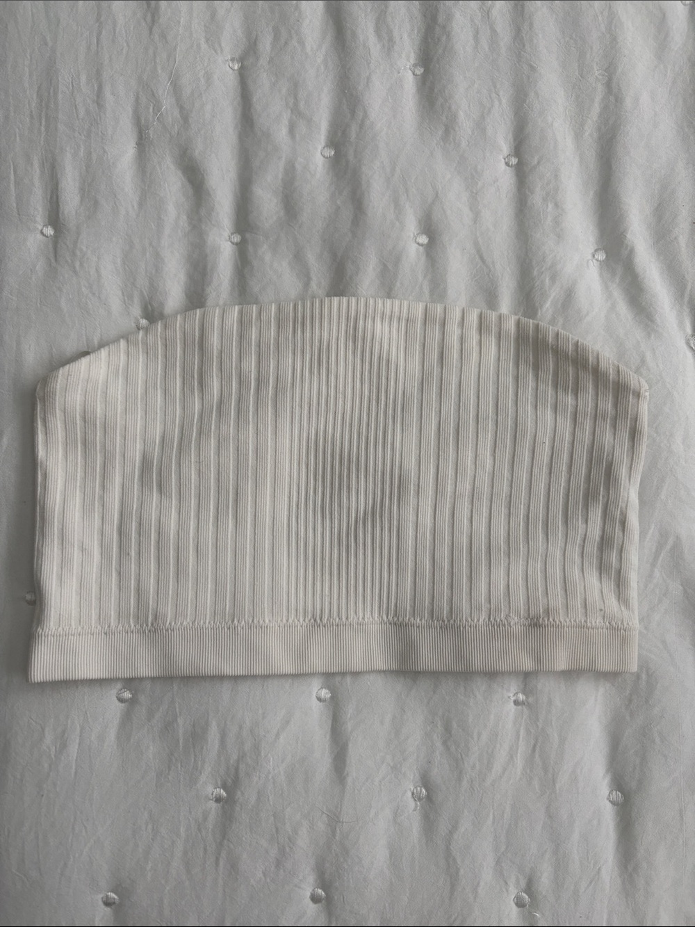 Garage Cream Ribbed Bandeau Top